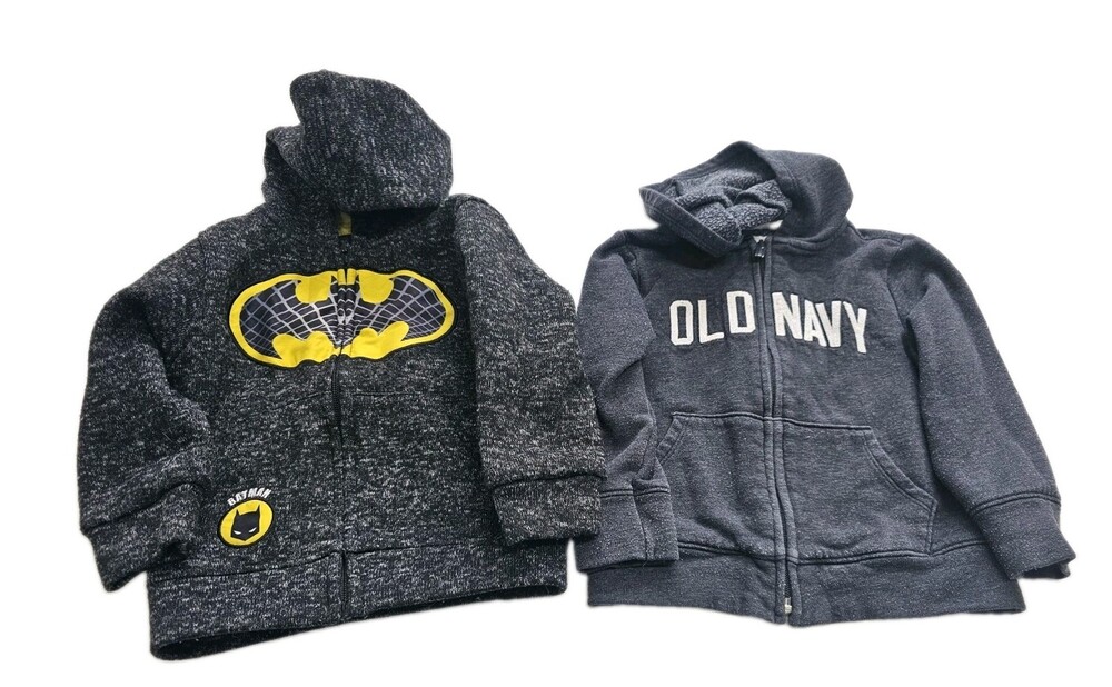 Boys Size 3T Hoodie Lot Batman Zip Up Sweatshirt & Old Navy Gray Jacket